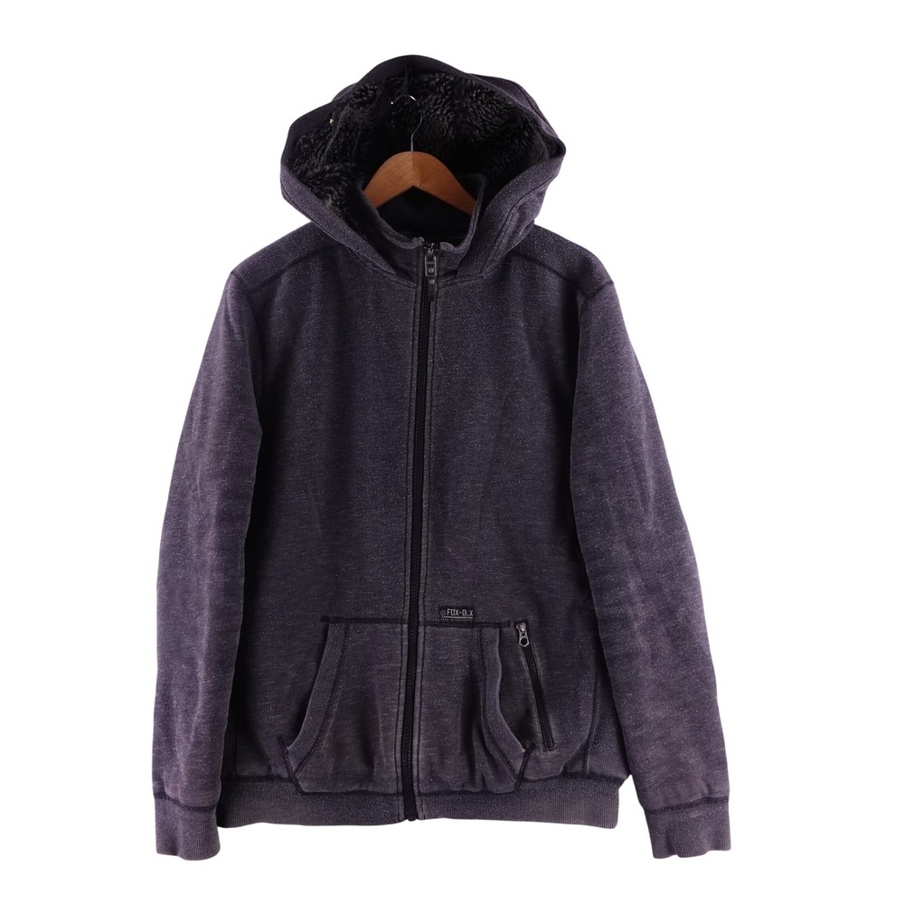 Fox Racing Men Medium Fox-DLX Sherpa Lined Sasquatch Full Zip Hoodie Grey